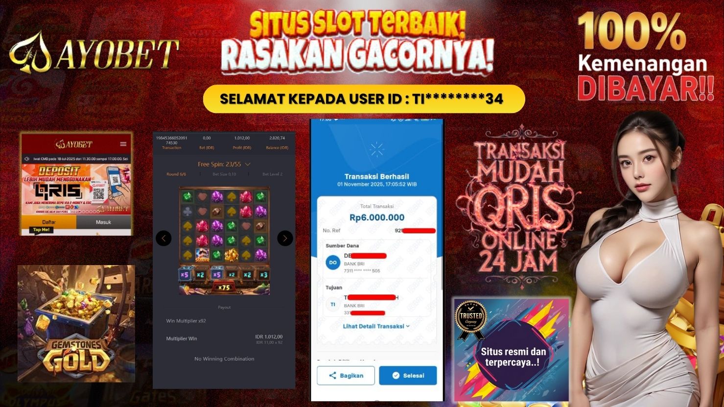 AYOBET JACKPOT SLOT GEMSTONES GOLD